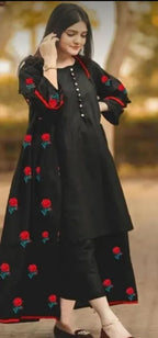 Embroidered Flower Gown 3Pc
