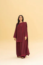 Maroon Embroidered 3-Piece