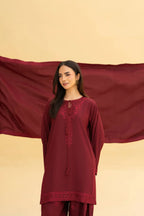 Maroon Embroidered 3-Piece