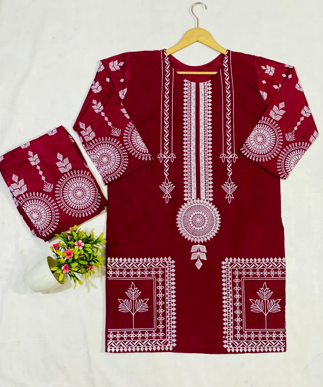2 Pcs Women's Stitched 3D Printed Suit
