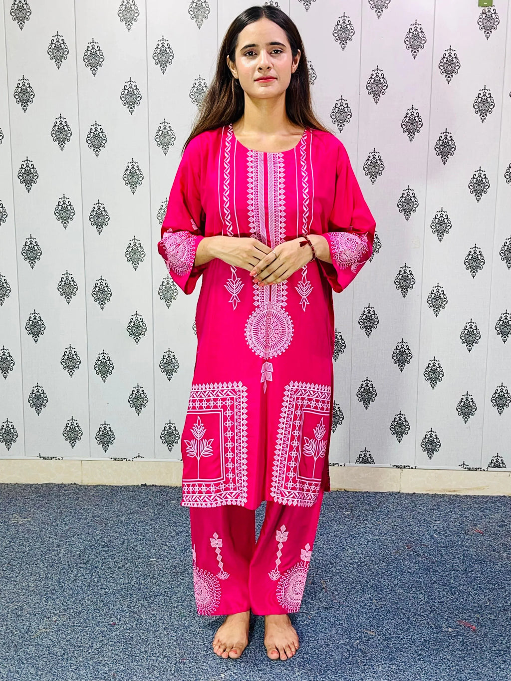 2 Pcs Women's Stitched 3D Printed Suit