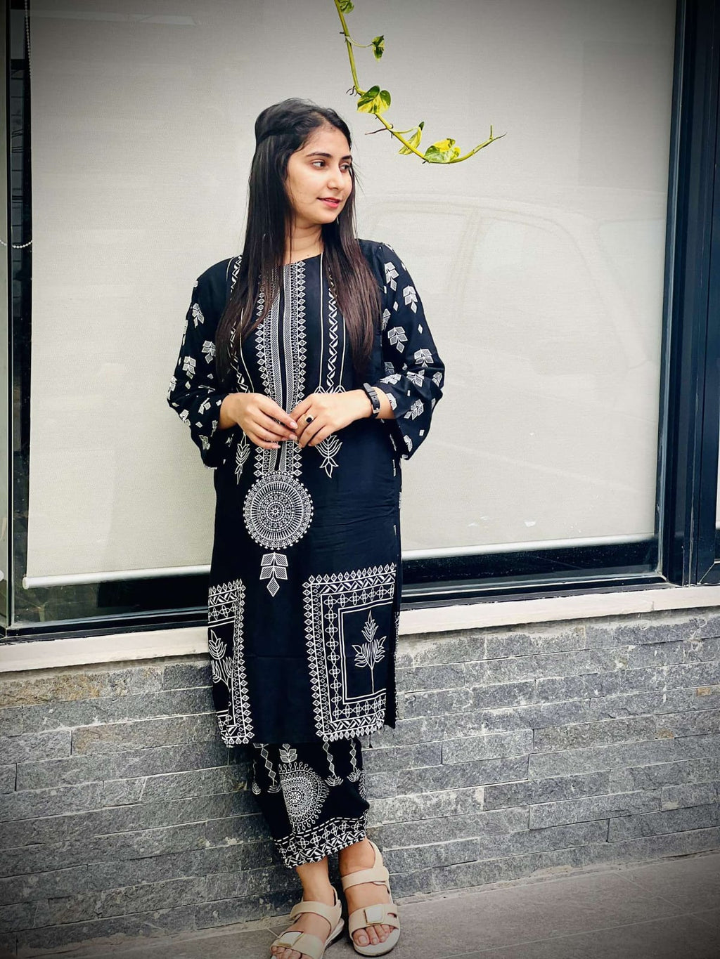 2 Pcs Women's Stitched 3D Printed Suit