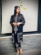 2 Pcs Women's Stitched 3D Printed Suit