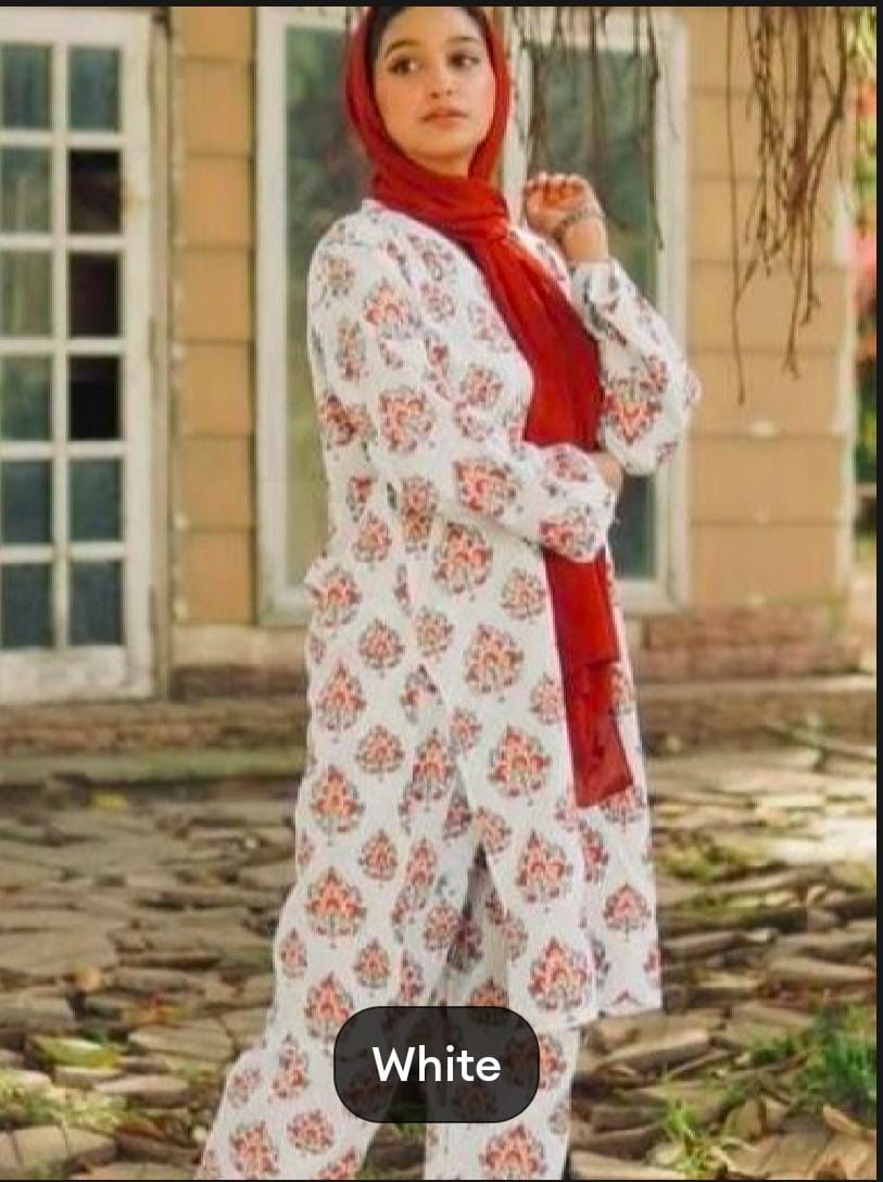 2-Piece stiched leaf printed suit