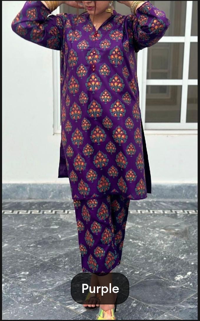 2-Piece stiched leaf printed suit