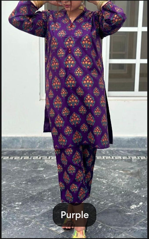 2-Piece stiched leaf printed suit